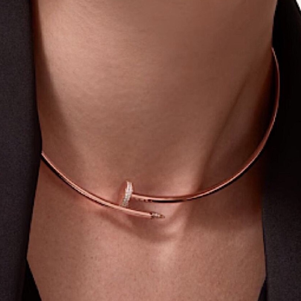 Rose Gold Nail Zircon Choker Necklace Luxury Minimalist